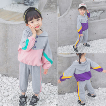 Female baby Autumn sports suit 2021 new fashion foreign girl child set Korean fashion tide