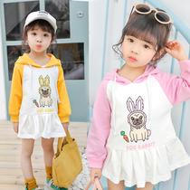 Girl autumn dress 2021 new child sweater skirt spring and autumn female baby foreign baby Autumn dress