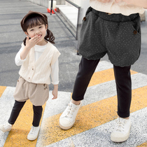 Girls pants spring and autumn thin womens baby autumn baby trousers children fake two childrens leggings skirt