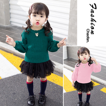 Female baby pullover sweater one year old girl child sweater 2021 new baby Autumn dress foreign style thin Korean version