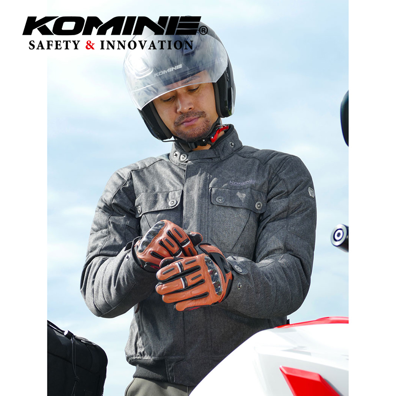 komine autumn winter style windproof and warm mountain goat leather rider gloves male and female with carbon fiber high protection GK-844