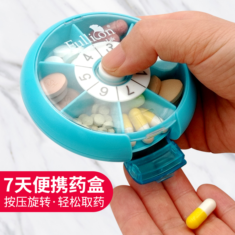 Seven days portable drug box packed seven days a week online red small tour mini tour with food grade spin small medicine box