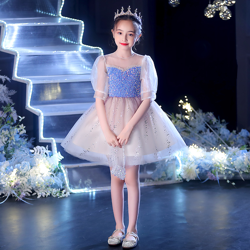 Children's dress princess dress foreign atmosphere girl host catwalk flower child wedding little girl piano performance costume winter