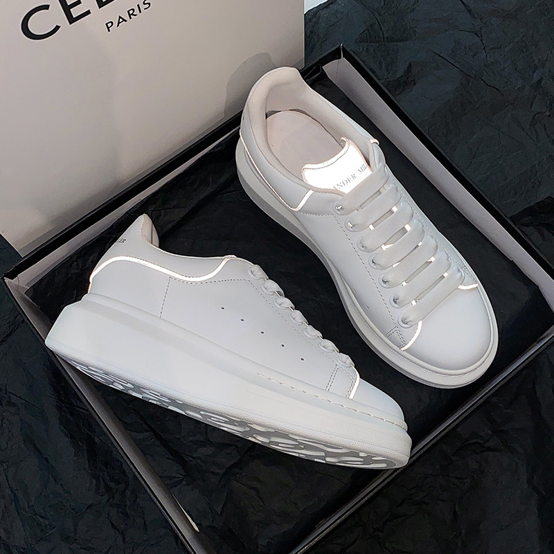 (table brother-in-law FAN) Mckunwoe small white shoes 3M reflective 2021 Summer new women's shoes genuine leather thick underfloor shoes