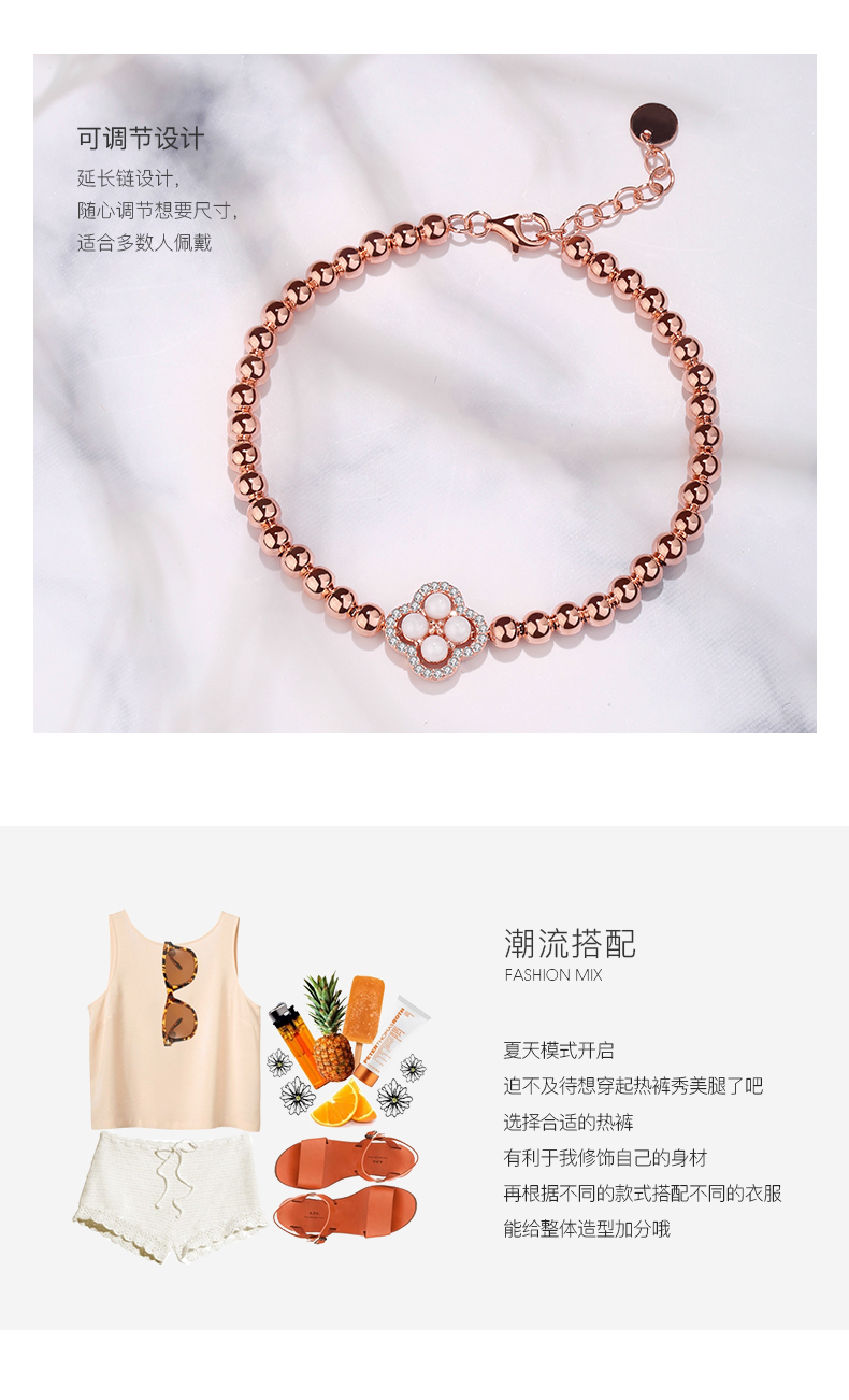 YsdS925 silver ceramic clovers han edition contracted move ins wind transport bead bracelet with getting girlfriends