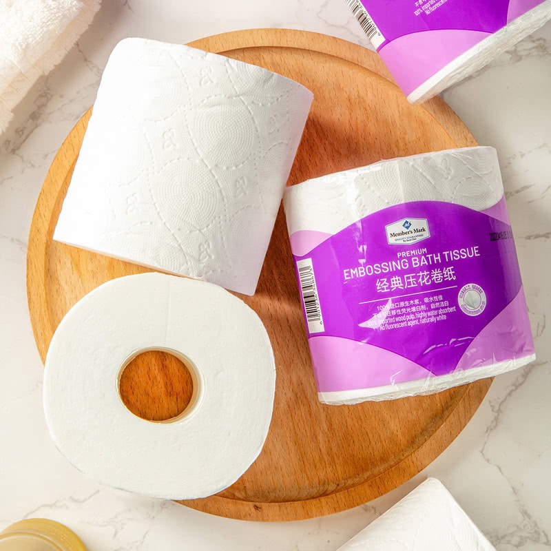 Sam's Imported Classic Embossed Toilet Paper, 24 Rolls, 4-Ply, Thick, Unscented, Flushable, Easily Dissolvable Toilet Tissue