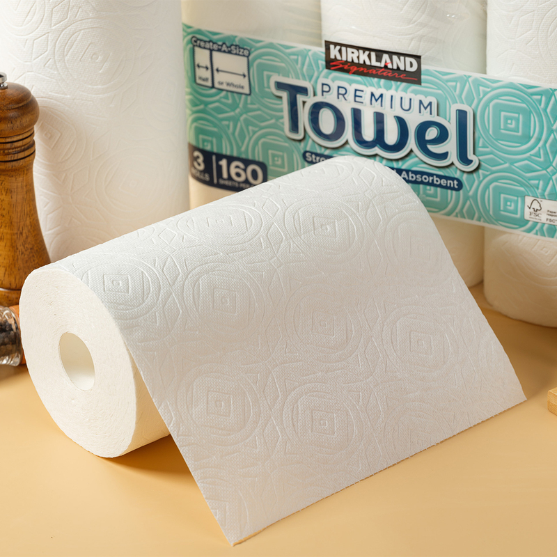 Costco Japan Imported Multi-Purpose Kitchen Cleaning Paper Towels, 160 Sheets, 12 Rolls, Absorbent, Wipe Away Oil Stains, Not Easy to Break