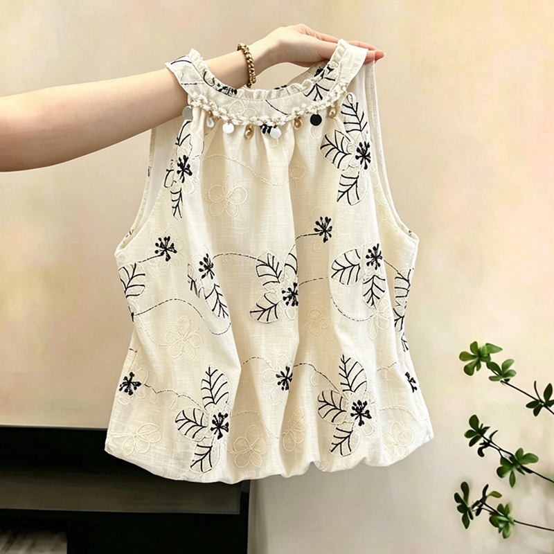 Design-Inspired Sequin Jacquard Sleeveless Vest Shirt for Women, 2026 Summer New Casual Slimming and Age-Reducing Unique Top