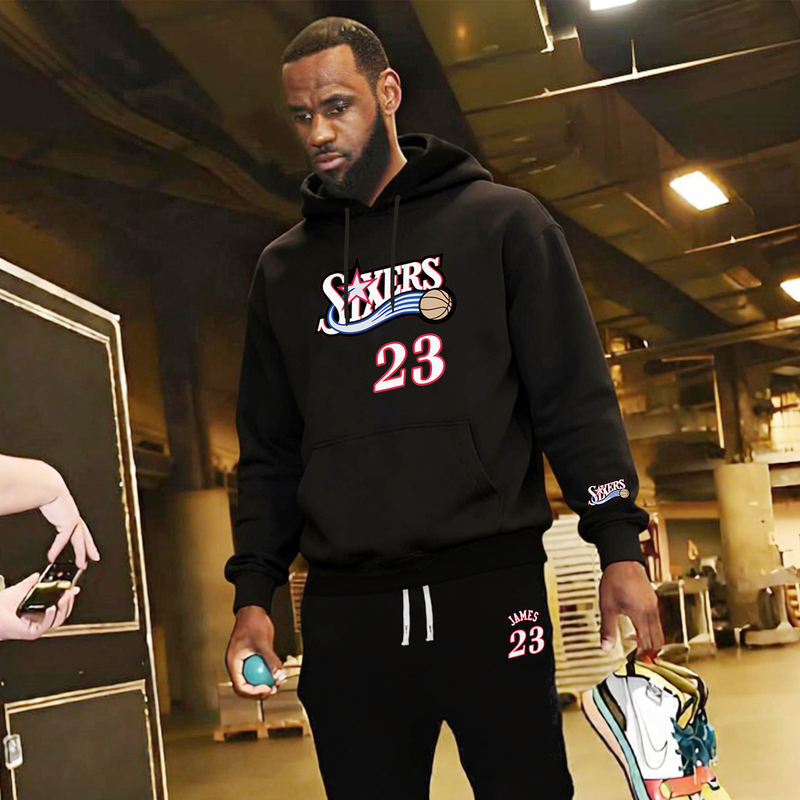 James Hooded Sweatshirt 76Ers Jersey Basketball Star Hoodie Casual Sports Suit Hooded Student Autumn and Winter Clothing