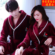 Couple nightgown female 2022 new winter couple sexy cute coral velvet wedding wedding bathrobe style pair