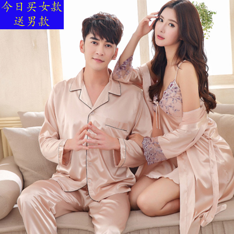Couple Sleepwear Summer Style Ice Silk Sexy Fashion Spring Autumn Summer Sleeping Dress Harness Couple Suit Slim 2022 new