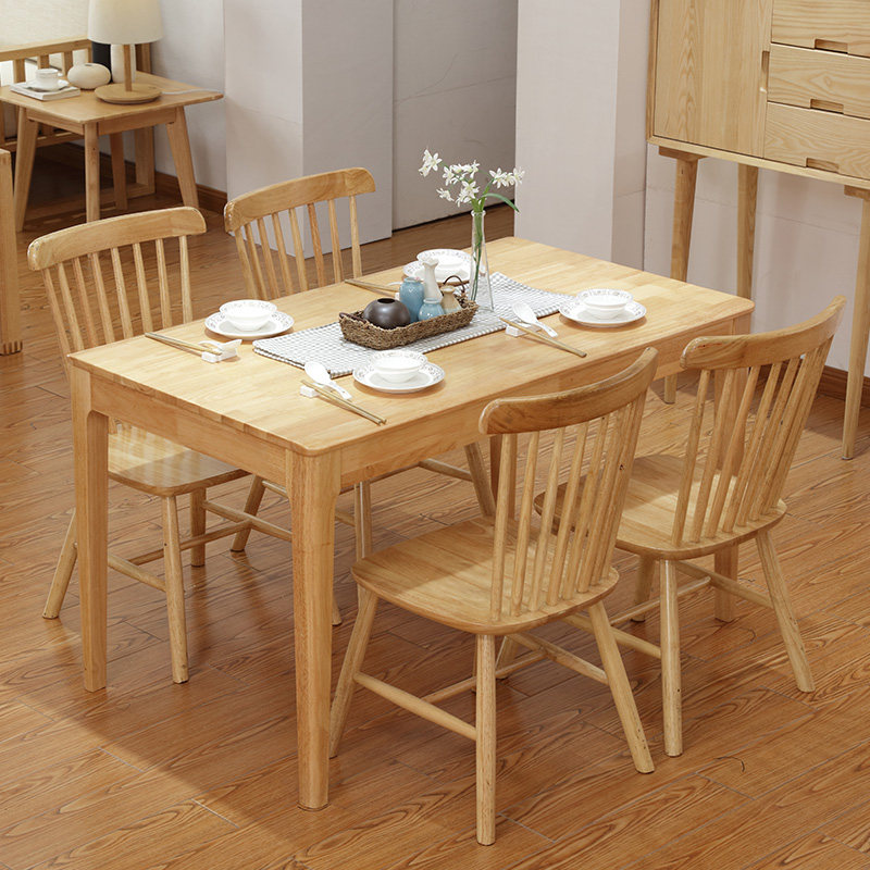 Solid wood dining table and chairs simple modern Nordic small apartment dining table rectangular table economical new living room furniture