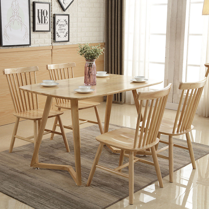 Nordic Solid Wood Dining Table And Chairs Brief Modern Small Household Type Rectangular Table Economy Type Living Room Furniture Factory Direct