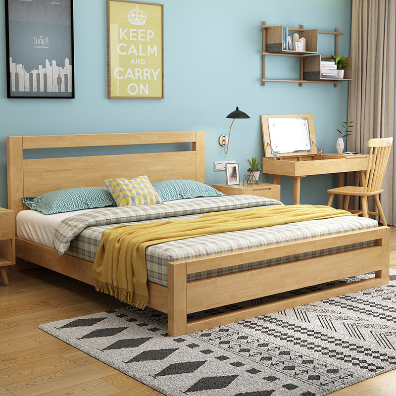 Nordic Solid Wood Bed Modern Minimalist High Box Storage 1 1 2 m 1 35 Single 1 5m1 8 Double Beds Master's Innate