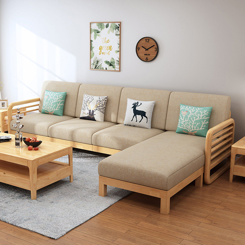 Solid wood sofa Modern minimalist New Chinese style 1 2 3 Living room Composition Size family Type log furniture factory Direct sale