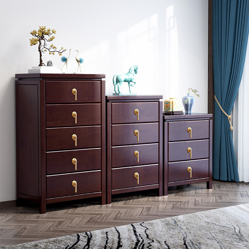 New Chinese style solid wood drawer chest of drawers modern Chinese style storage cabinet storage cabinet drawer cabinet living room suite furniture