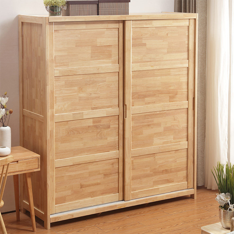 Solid Wood Wardrobe Minimalist Modern Furniture Bedroom Nordic Ramen Wardrobe Contained Storage Large Closet Factory Direct