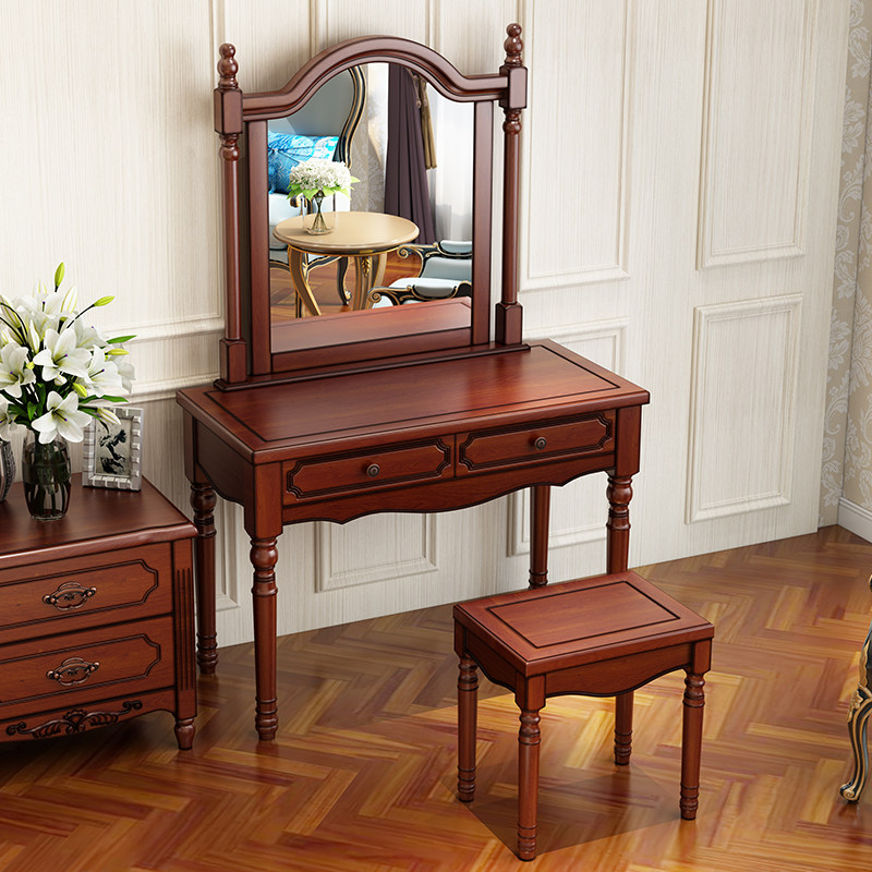 Makeup Table American Full Solid Wood Modern Light Lavish Style Bedroom With Mirror Makeup Table Upscale Oak Suite Series