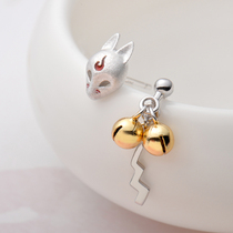 Flower bud original design fox fairy adult cold wind stud earrings sterling silver female exquisite small simple fox bell earrings