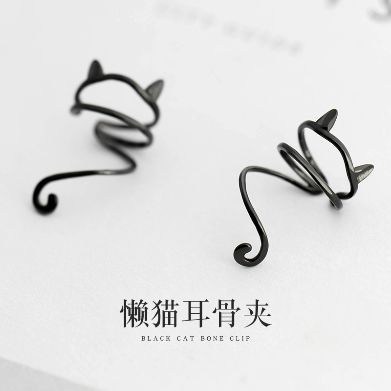 Flower buds original lazy cat ear osteoclaves without earbuds ear decoration female pure silver Immortals Brief about lukewarm wind retro students