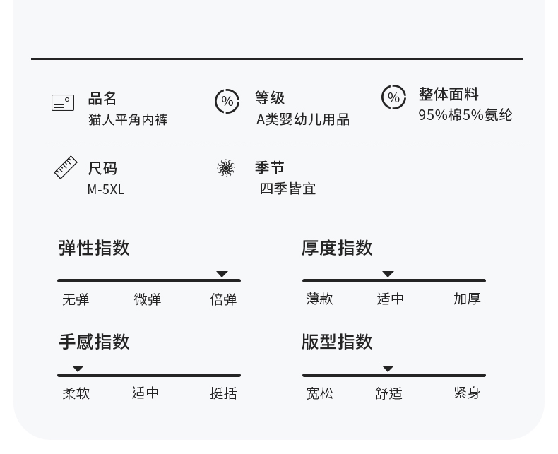猫人 A类纯棉 中大童平角裤 4条 图3