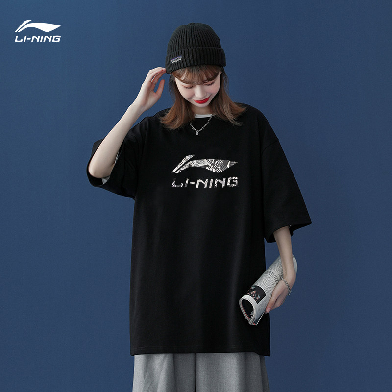 Li Ning short-sleeved women's 2022 summer new cotton breathable loose T-shirt Hong Kong style round neck half-sleeved top sportswear