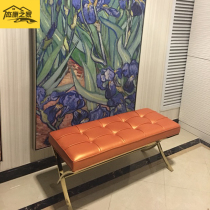 Nordic Shoe Changing Bench Strip Stool Bed Tailstool Makeup Stool Modern Minima Rose Gold Sofa Stool Stainless Steel Footstool