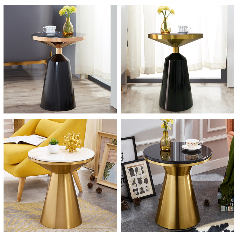 Net red marble side table Nordic modern small apartment American simple light luxury corner table balcony small coffee table round table