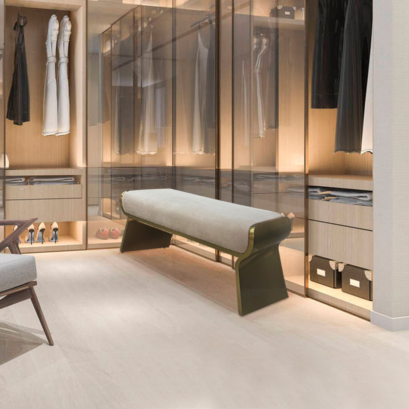 Light and luxurious home door changing shoes stool bed tail extremely simple suede cloth sofa long stool can sit in the door wearing shoes strip stool pedaling