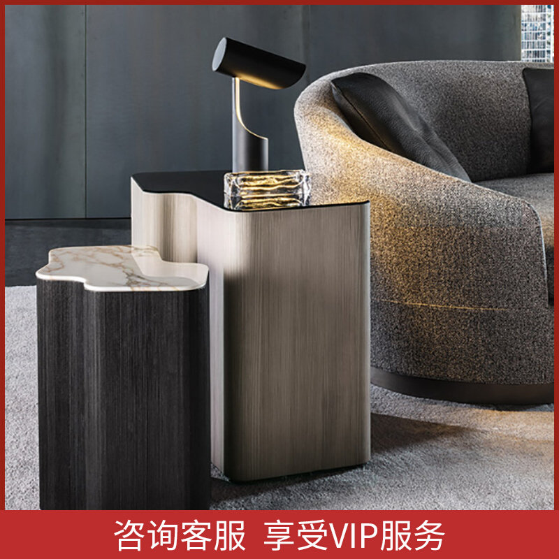 Brushed Bronze Stainless Steel Creative High and Low Sofa Side Light Luxury Corner Leisure Corner Corner Living Room Small Coffee Table