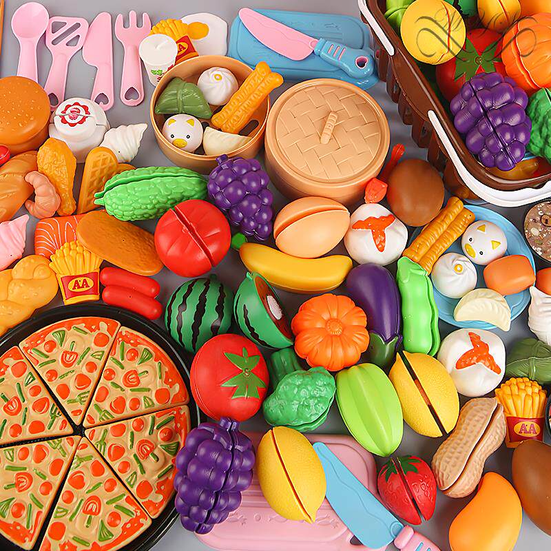 Children Play Home Wine Baby Fruit and Vegetable Suit Fruit Che Che Le Watch Toy Girl Kitchen Cut Vegetable Pizza Boy