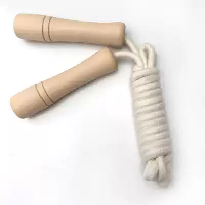 Children's cotton children's skipping rope wooden rope double swing competition jute rope competitive handle hemp adult