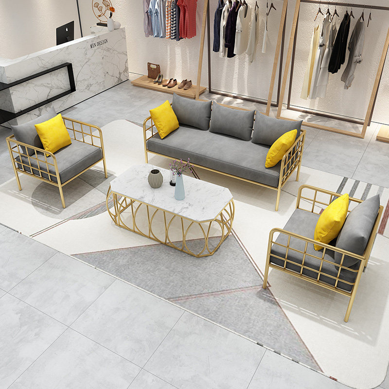 Nordic Iron Art Sofa Clothing Shop Net Red Money Brief Modern Ins Metal Shop Shop Rest Area Small Sofa