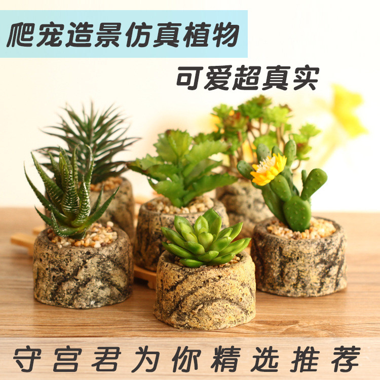 Reptile Box Land Tortoise Box Vigil Lizard Case building with high simulation plant rearing case Climbing Spotting Animal-made Landscape Pendulum