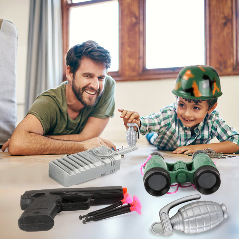 Camouflage Safety Helmet Toy Sets Kindergarten Children Outdoor Protection Role-playing Performance Props Posing As A Family Wine