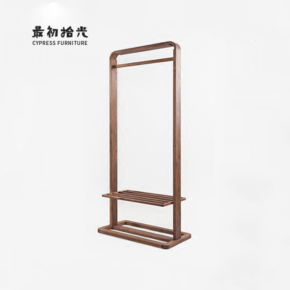 Modern minimalist hanger clothes hanger solid wood Nordic oak black walnut bedroom with small family type floor cloak holder-Taobao