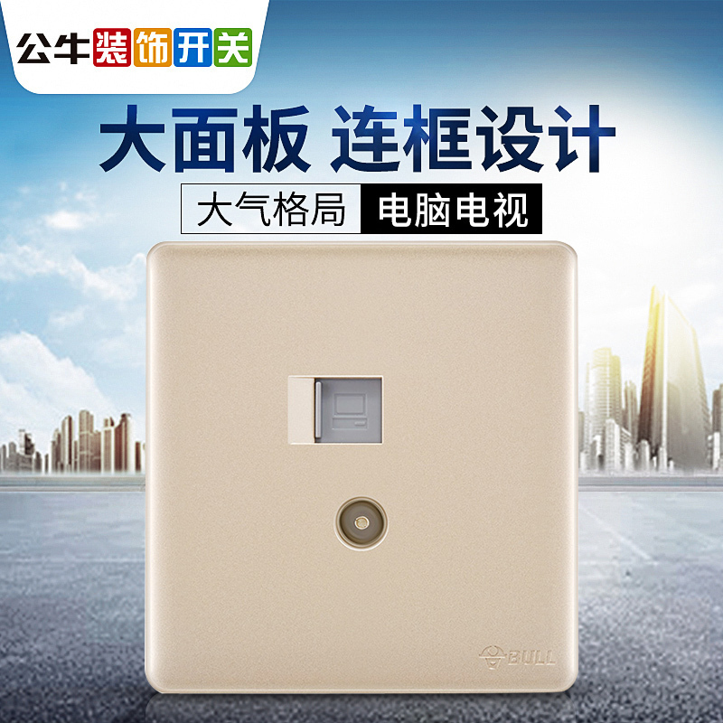 Bull TV Computer Socket Panel 86 Type Home TV Network Integrated Cable TV Interface Two-in-one