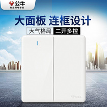 Bull decorative switch socket panel two-open multi-control power light switch type 86 midway switch panel G28 white