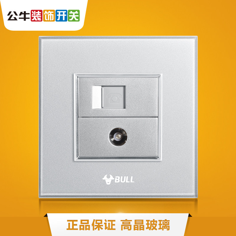 Bull Switch Socket TV Phone socket CCTV socket Phone inserted wall Moonlight silver panel G22