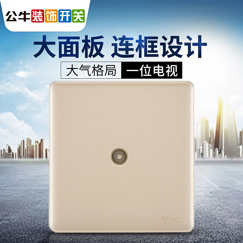 Bull decorative panel Home wall type 86 dedicated one-bit cable CCTV socket panel G28 gold