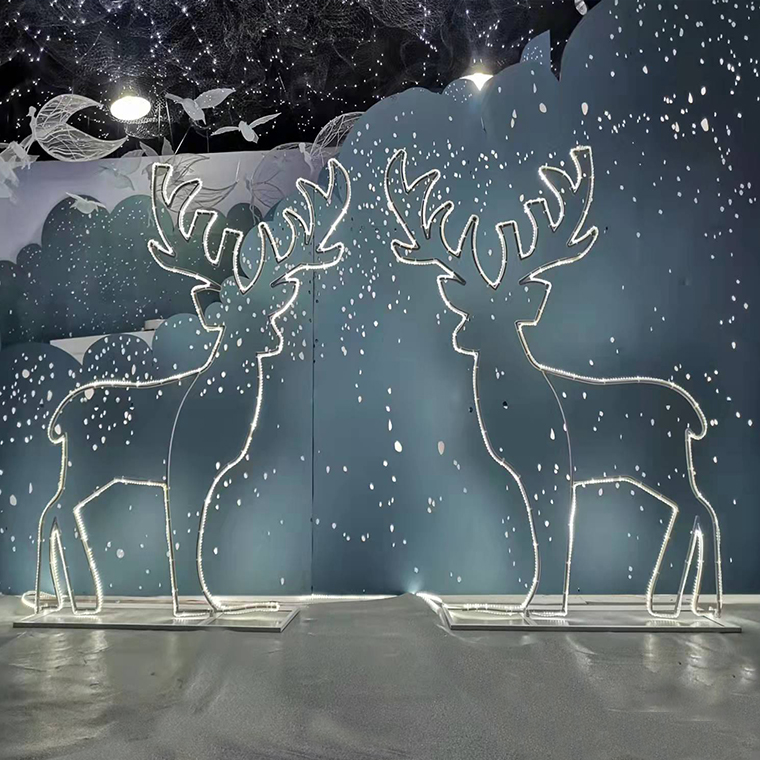 Christmas Iron Iron League Elk Shop Shop Area Architecture Architecture Decoration Window Large Decoration