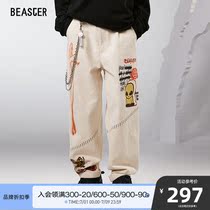 BEASTER Little Devils Face Stars Same-length Pants Hit with Trendy Fashion Personality Hip Hop Loose Casual Pants