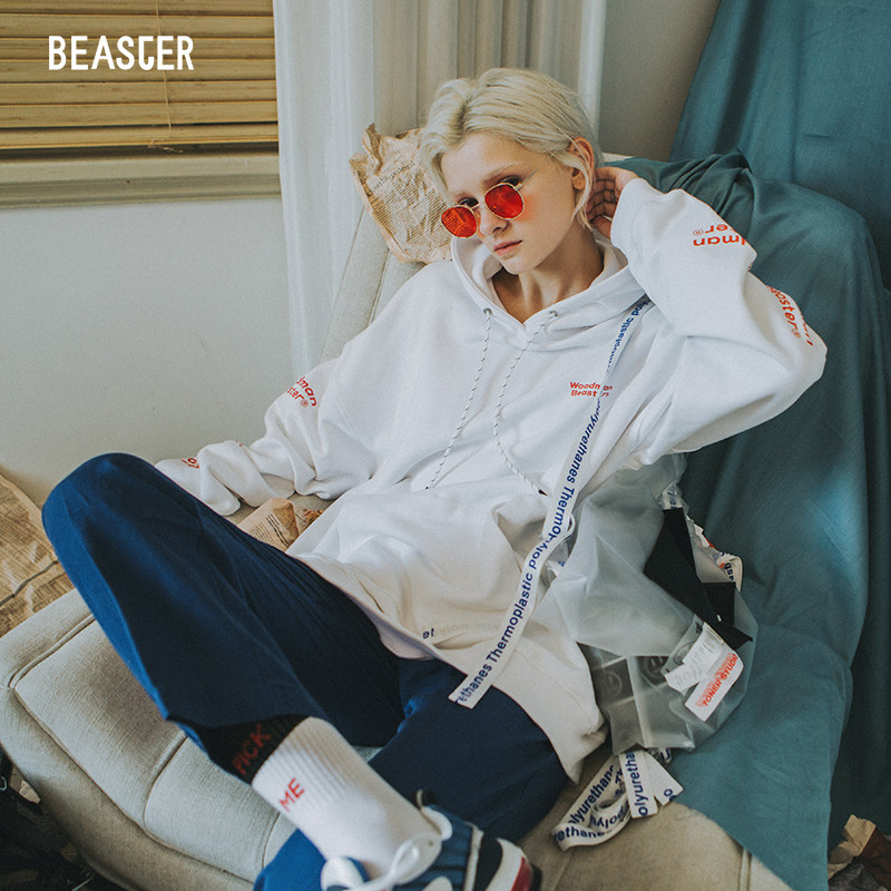 BEASTER little devil grimace couple tide brand irregular letters thick cotton T men's coat national tide hoodie pp home