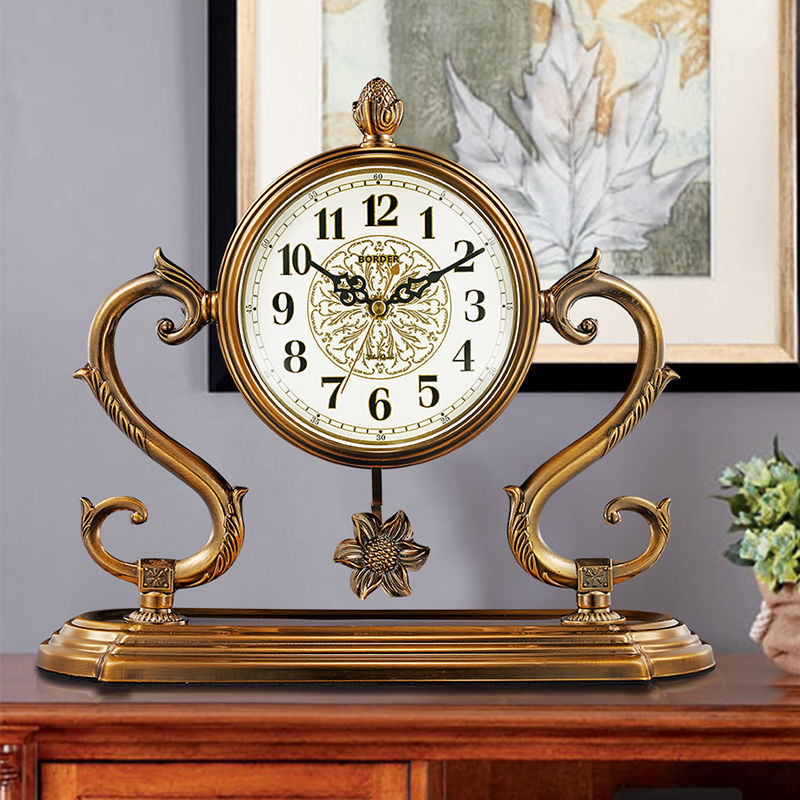 Grandfather Clock Living Room Home Table Clock Desktop European Clock Ornament Craft Pendulum Clock Sitting Clock Creative Retro Desk Clock