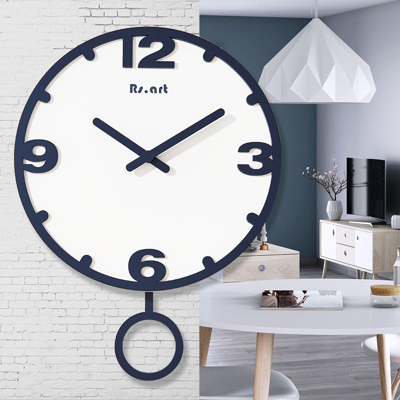 Hanging Clock Living Room Home Fashion Modern Minimalist Creative Nordic Art Clock Hanging Wall Light Lavish Watch Silent Hanging Watch