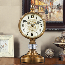 Table clock Bedroom silent table clock Living room large American clock clock desktop desktop decoration European light luxury retro
