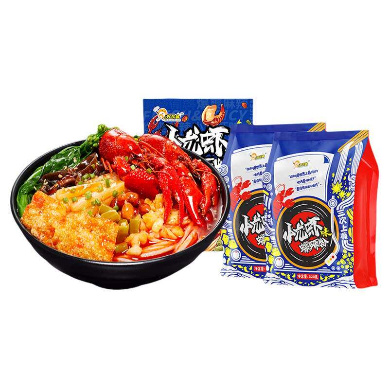 好欢螺小龙虾味柳州螺狮粉320gx3袋