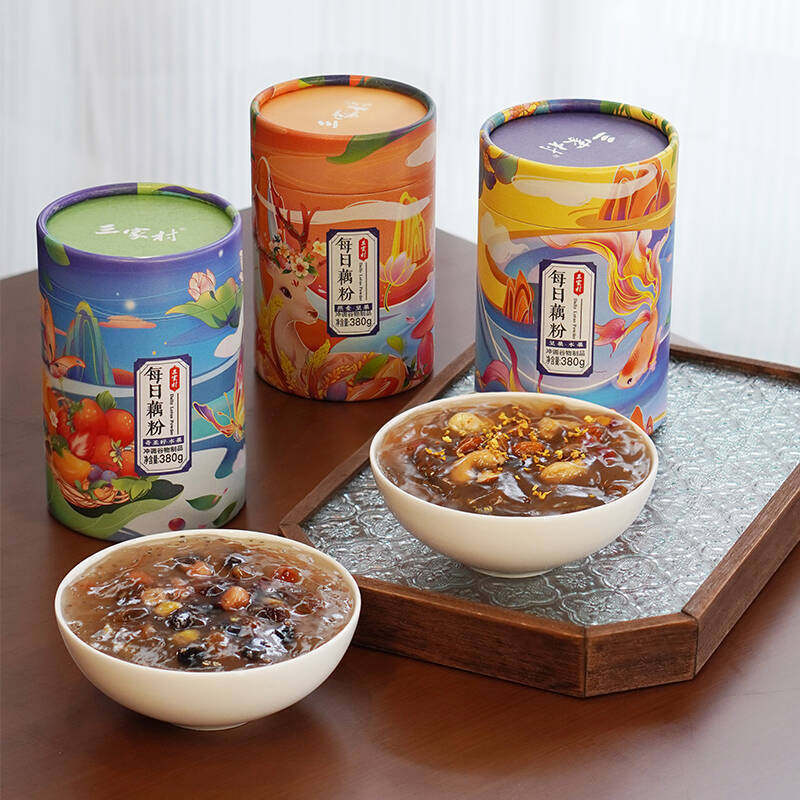 三家村桂花奇亚籽坚果纯藕粉西湖莲藕粉羹正品官方旗舰店早餐冲饮