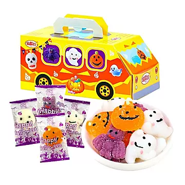 万圣节糖果南瓜车卡通造型软糖礼盒