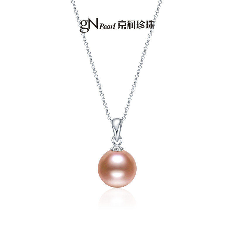京润珍珠 黛意925银淡水珍珠吊坠强光粉紫色项链节日礼物送女友L  银实拍商品图